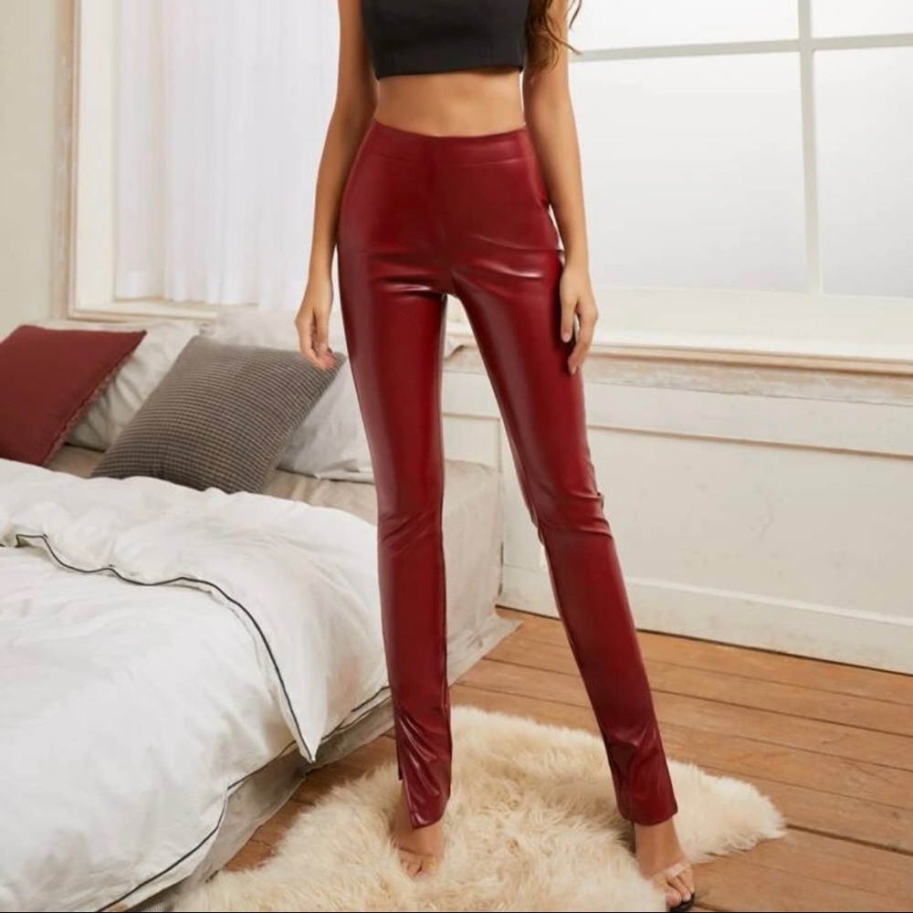 Burgundy leather pants Sz small